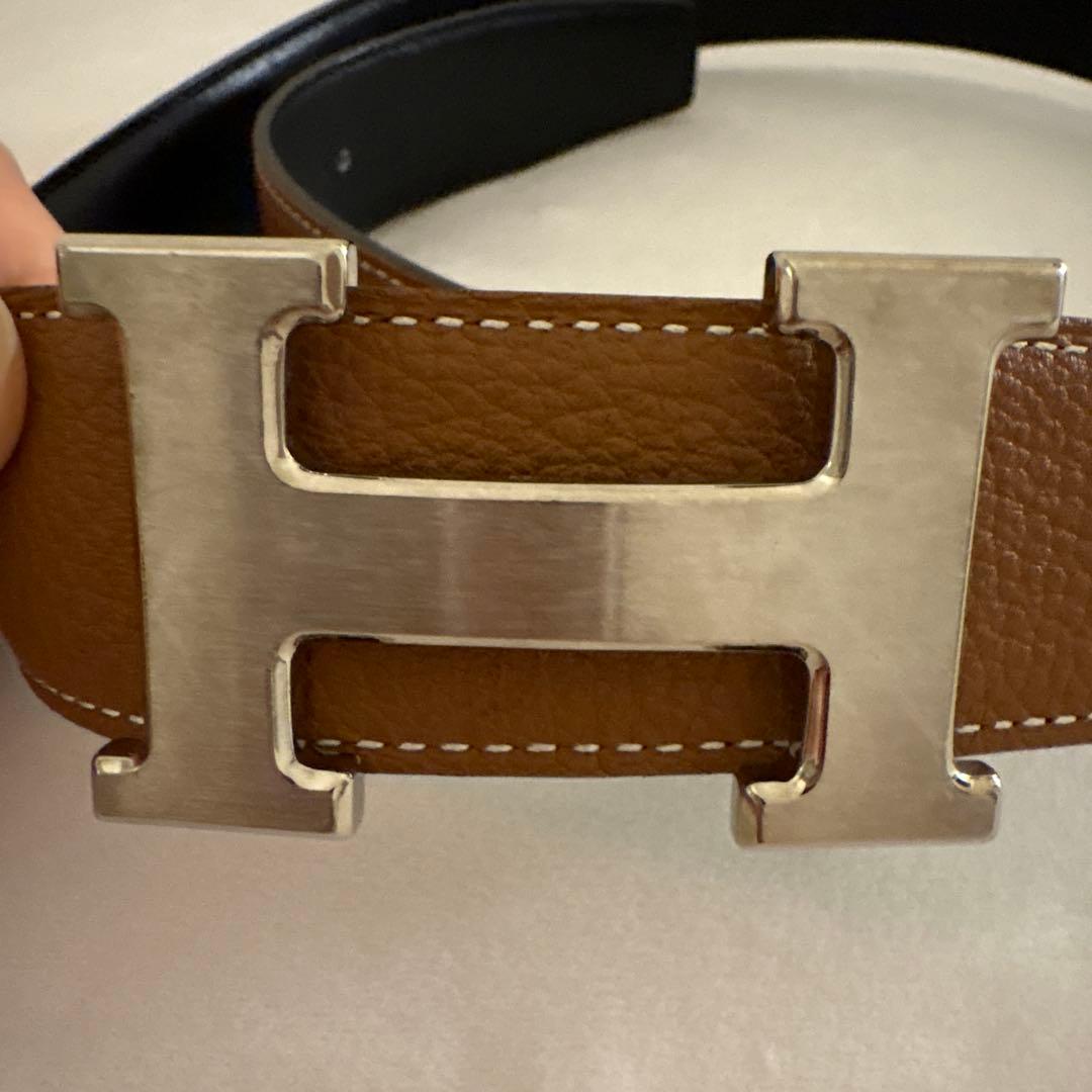 最終お値下げHERMES H型バックル ブラウンレザーベルト