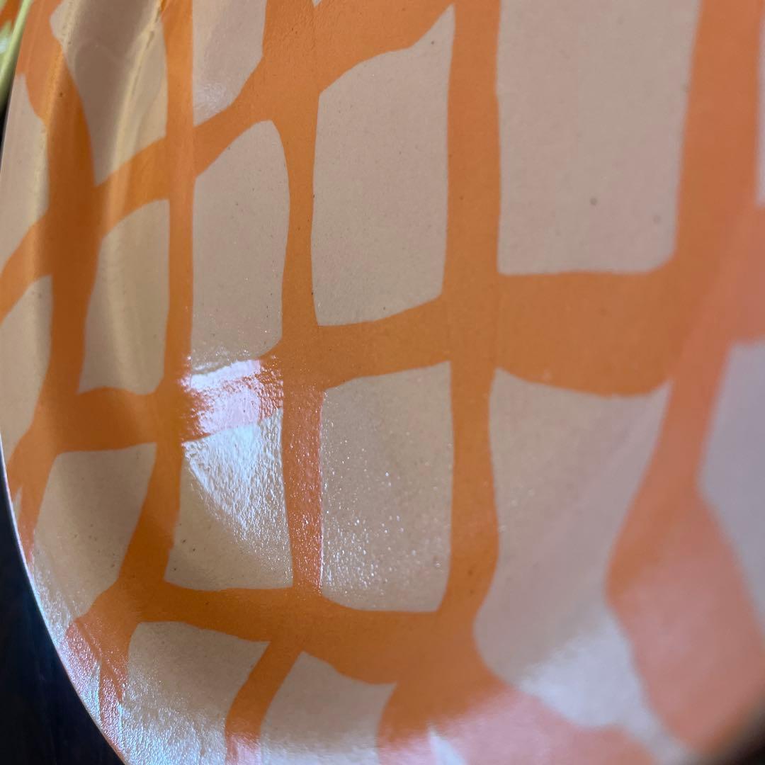 お値下げ最終▪︎竹村良訓 ▪︎17.8cmチェックプレート▪︎イエローとサーモンピンク