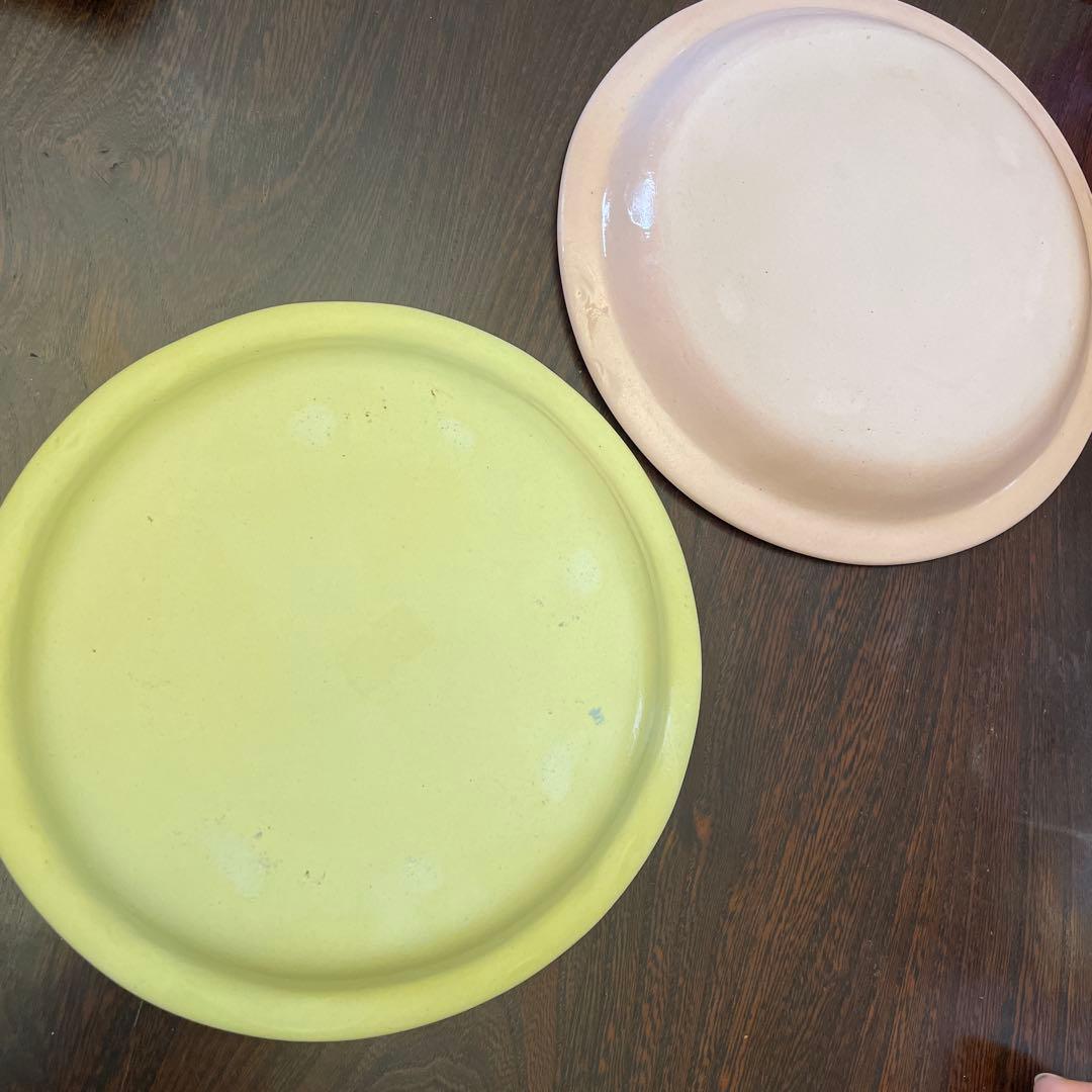 お値下げ最終▪︎竹村良訓 ▪︎17.8cmチェックプレート▪︎イエローとサーモンピンク