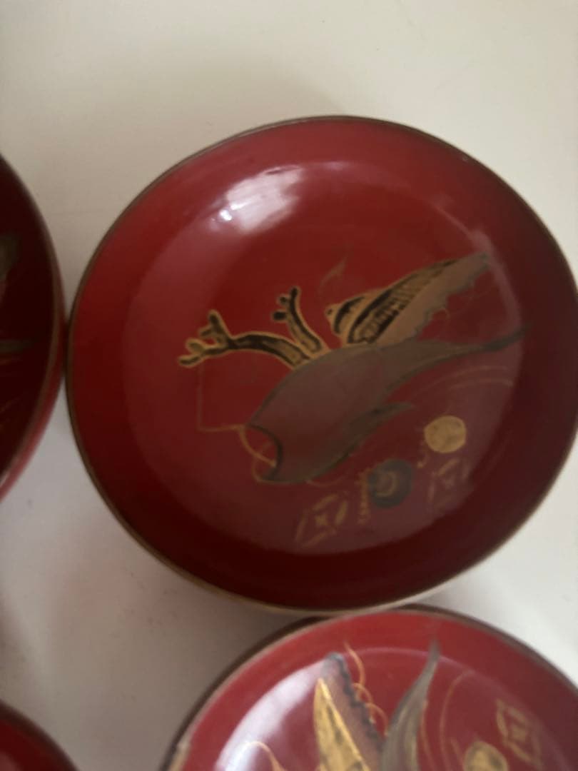 ビンテージ！古道具！推定　明治　征露記念　漆　盃　セット　木箱入り　10個　骨董