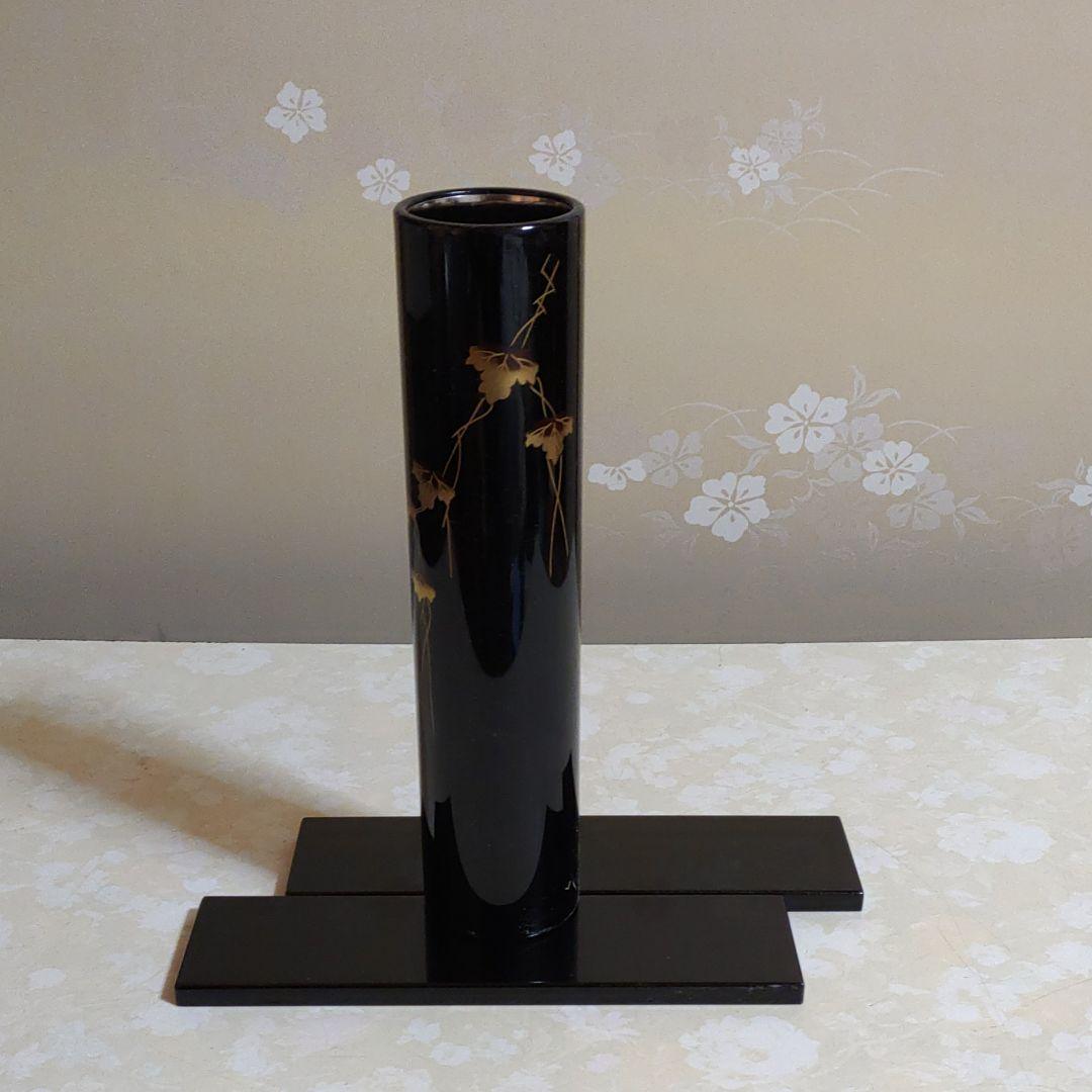 未使用【漆器】輪島塗　花柄花入（箱付）【送料無料】