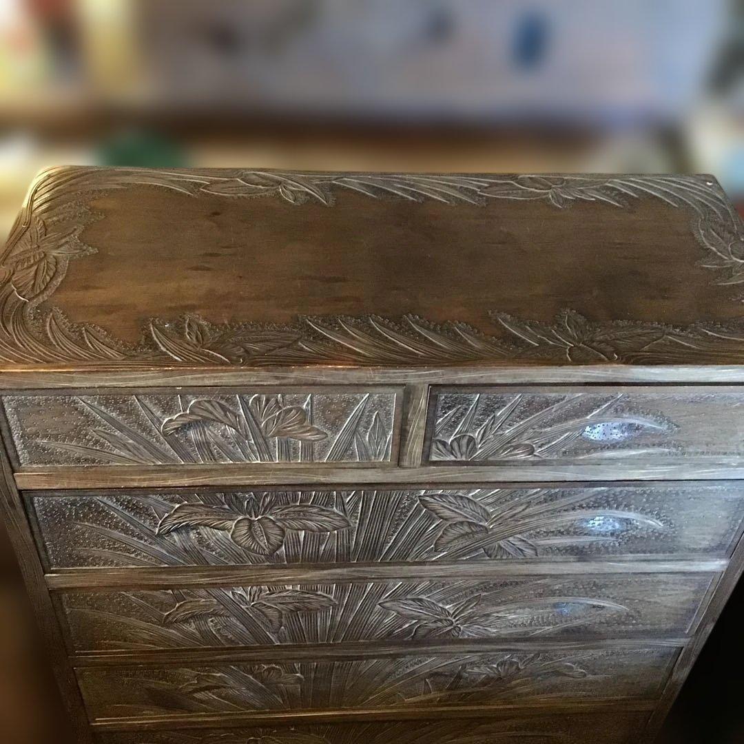 アンティーク軽井沢彫り 箪笥　収納　家具