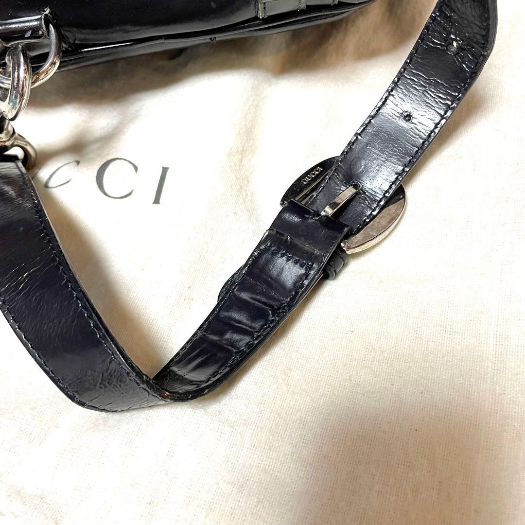 GUCCI バンブー ボディバッグ ワンショルダー 巾着 エナメル ナイロン