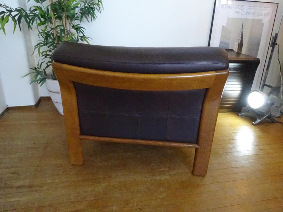 カンディハウス　セルジオ　本革　オーク　アーム付　1Pソファ ②