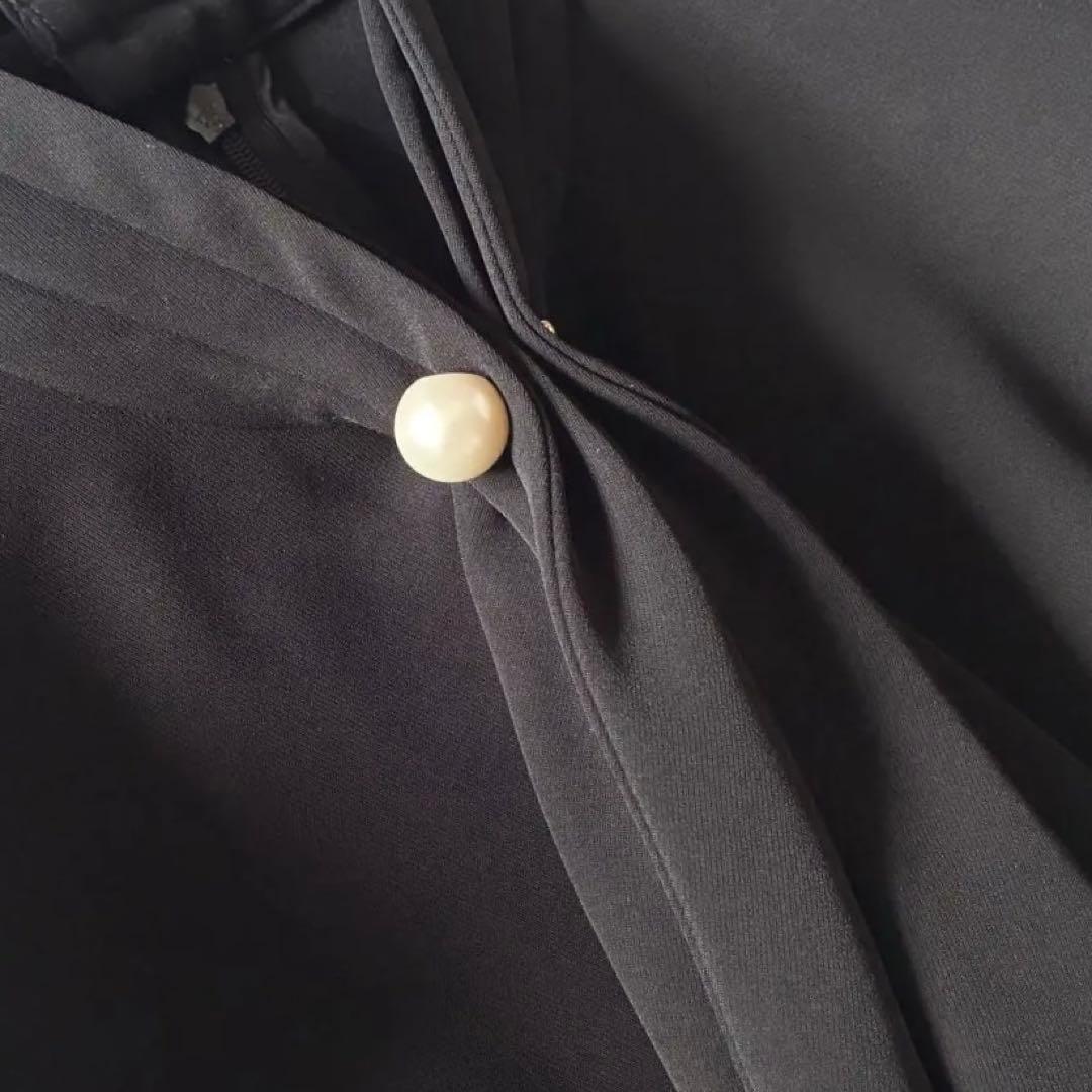 ボーダーズアットバルコニー　パールボウタイ ブラウス　ブラック　36