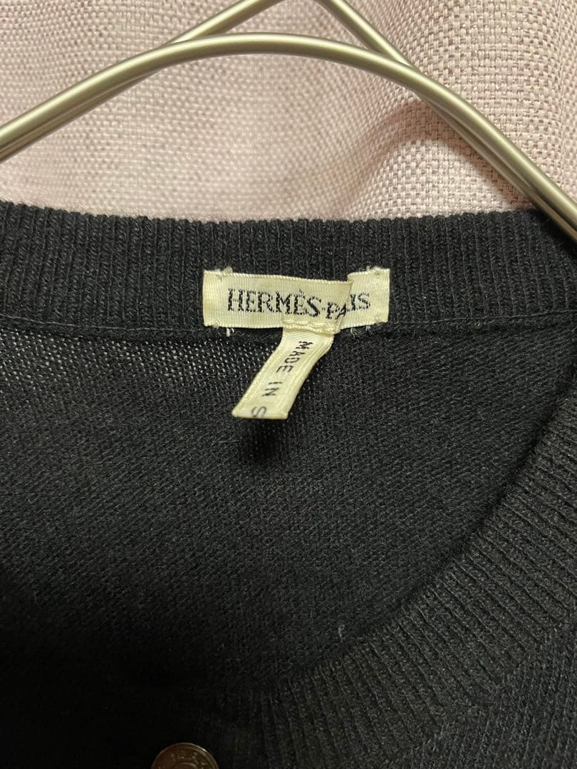 ◆HERMES ブラック カシミアカーディガン 長袖