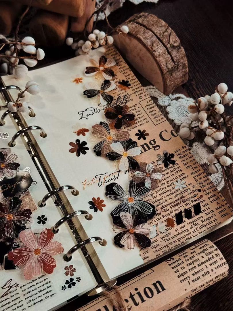 霖蓝汐原创手账《落彩花间》海外マスキングテープ　マステ 【2650】