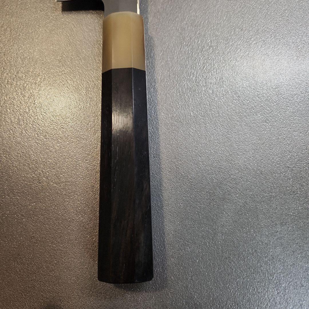 堺實光作　薄刃包丁　銀三　和包丁　黒檀水牛八角柄