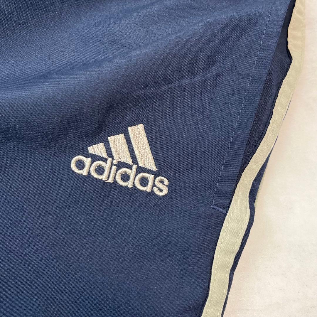 00s adidas バギートラックパンツ 3ライン 刺繍ロゴ ネイビー L