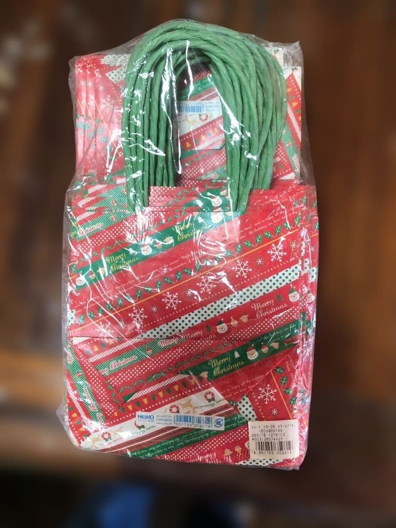 クリスマス柄 紙袋 大量175枚（7パック）持ち手付き｜業務用・イベント用