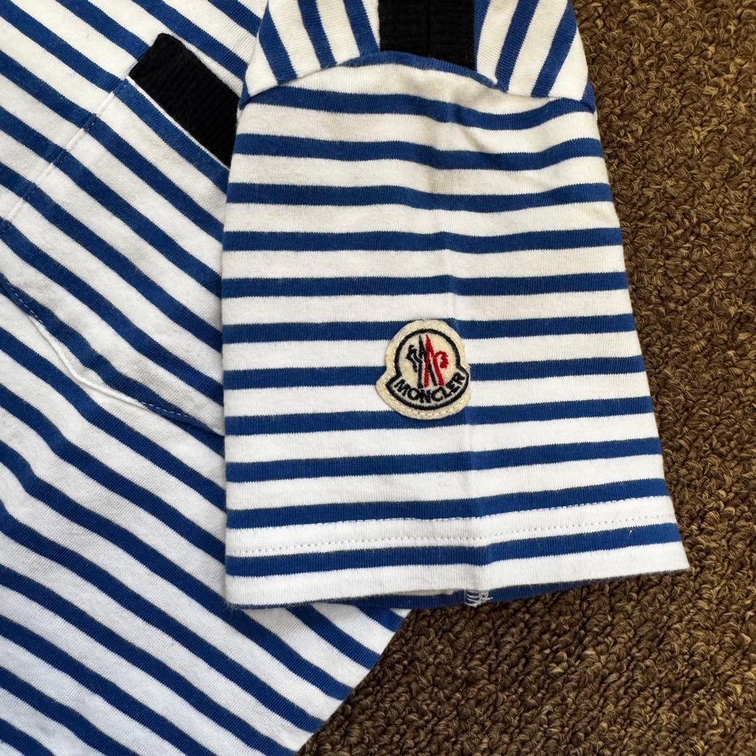 【希少】MONCLER 青と白のストライプ Tシャツ 半袖