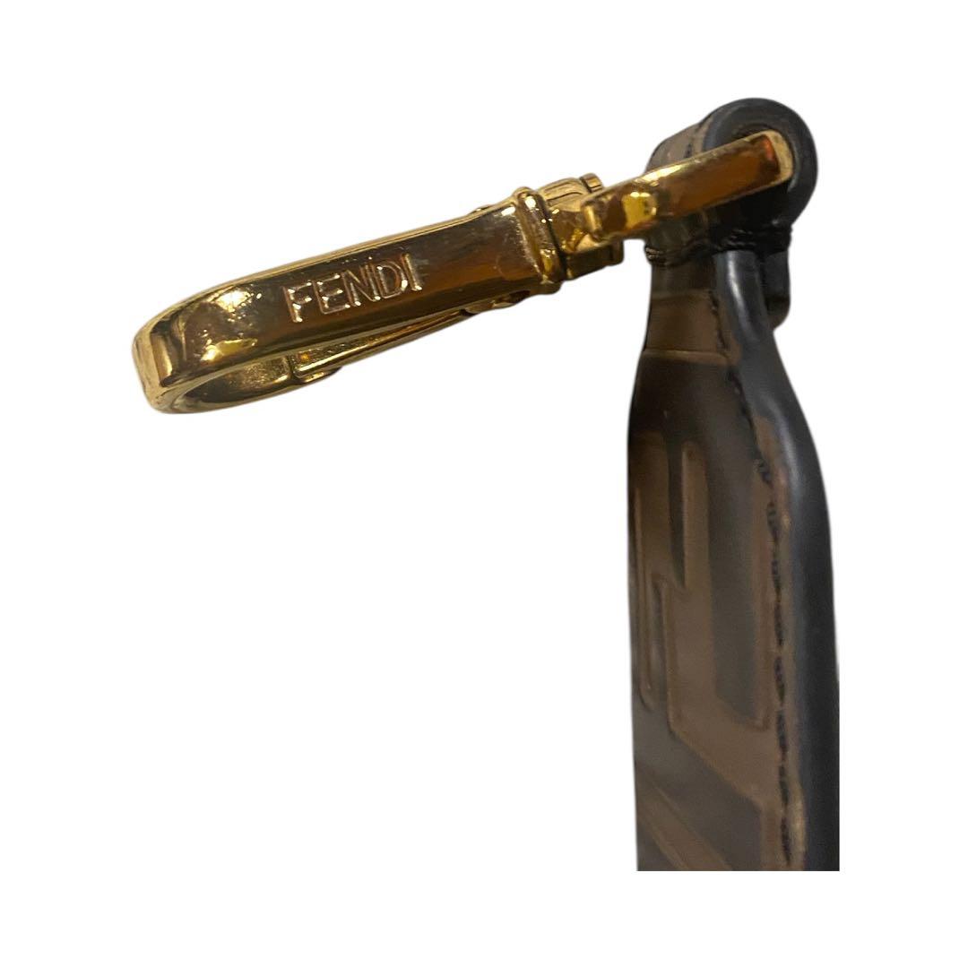 美品＊FENDI ストラップ・ユー・ミニ＊FFロゴ Zucca レザー 茶x黒