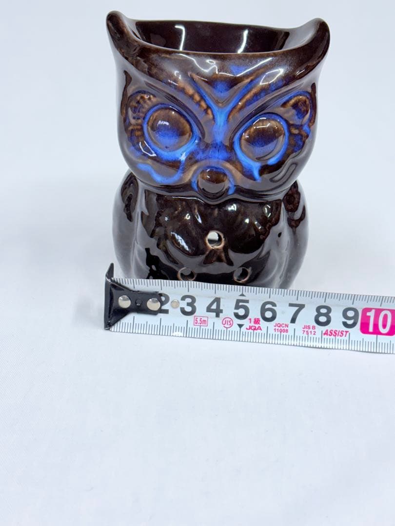 アロマオイルバーナー フクロウ 香炉 アロマポット 黒と青 開運 梟 ふくろう