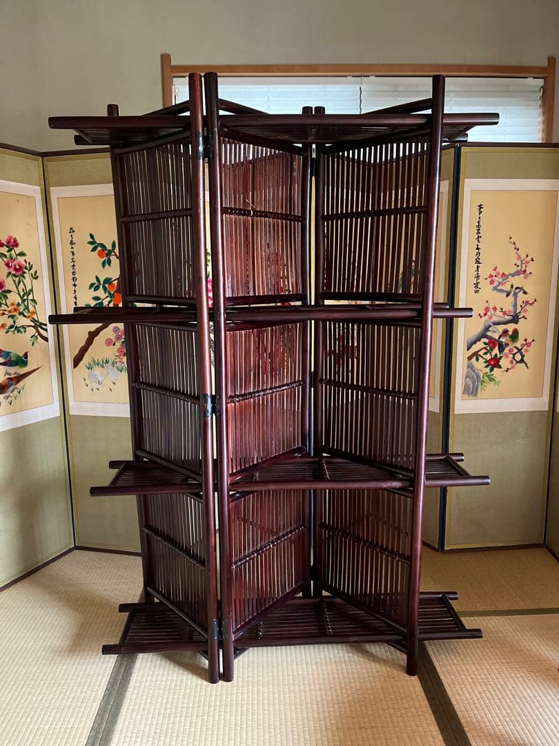 竹 飾り棚 衝立 昭和レトロ 什器 インテリア