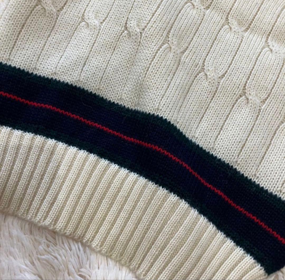 ポロ　ラルフローレン　ケーブルニット　ベスト　ヴァージンウール　チルデンニット