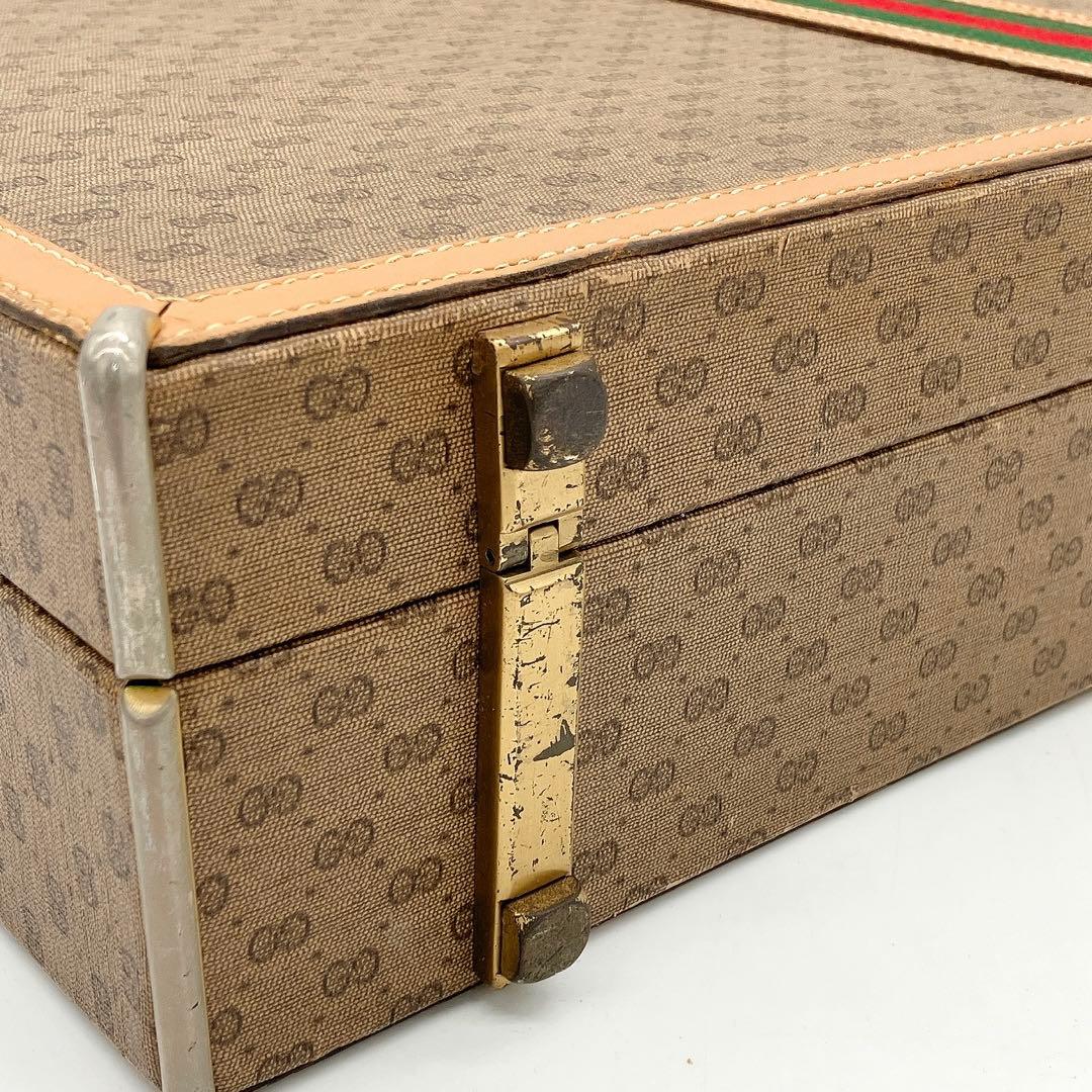 【GUCCI】アタッシュケース　シェリーライン　マイクロGG PVC ベージュ