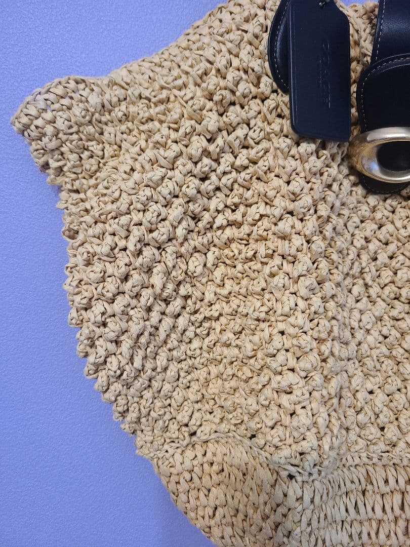 コーチ COACH ストローラージトートバッグカゴバッグ肩掛けポーチ付き天然素材