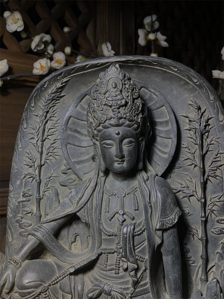 石像 石仏 紫竹自在観音 工芸品 美術品 置物