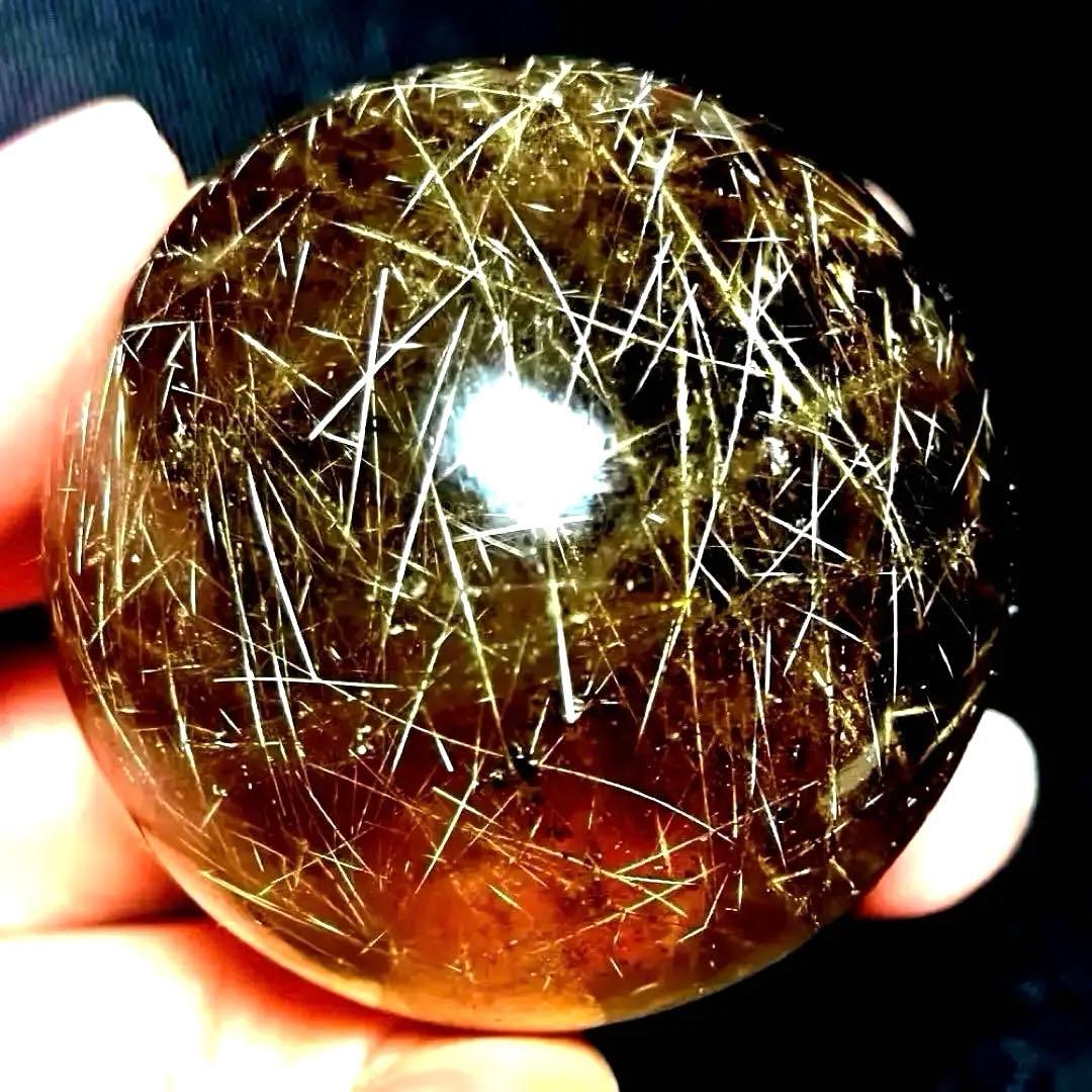 超絶綺麗✨45mm ゴールドルチルクォーツ　丸玉　スフィア　金針水晶