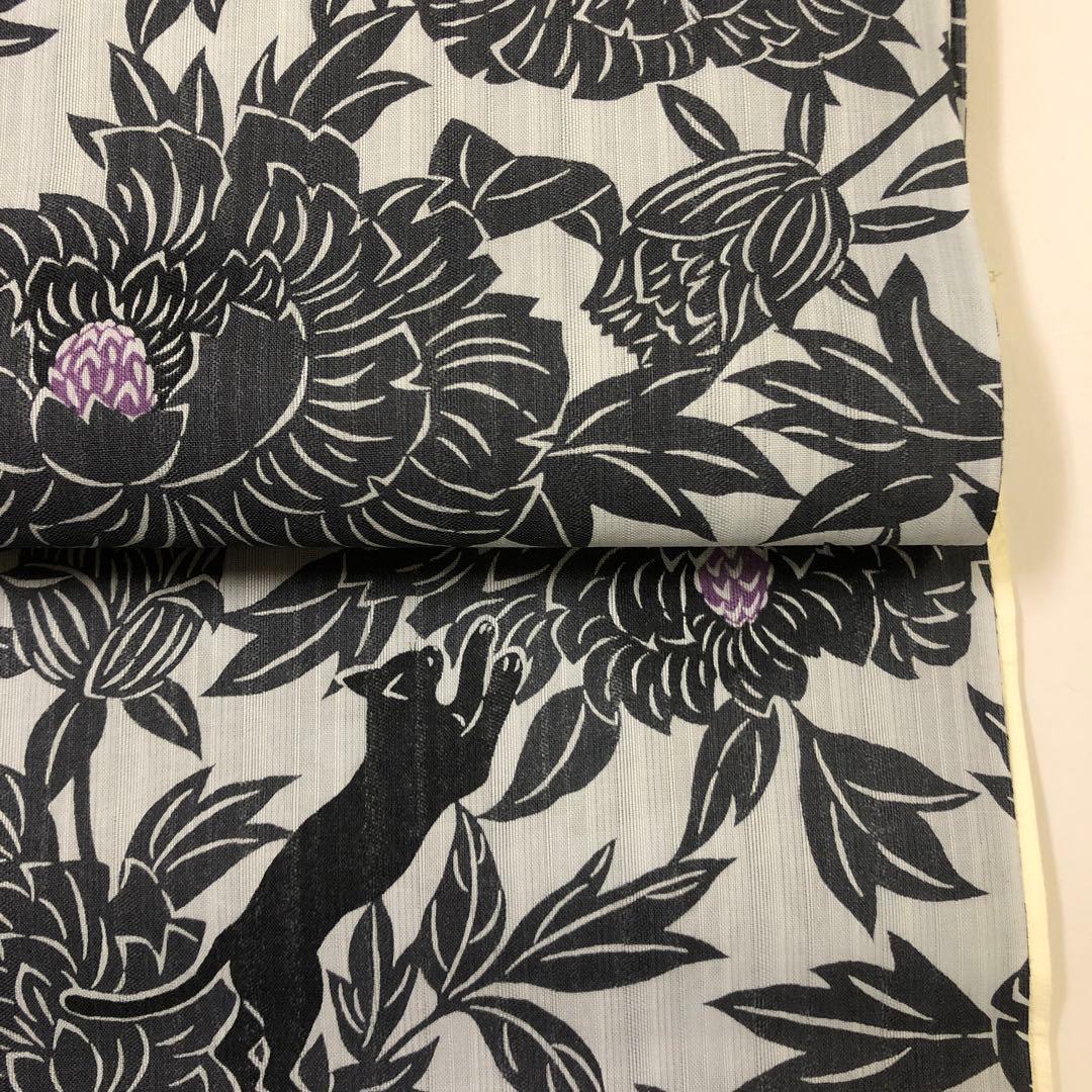 綿 浴衣 反物 撫松庵 日本製 猫 1074