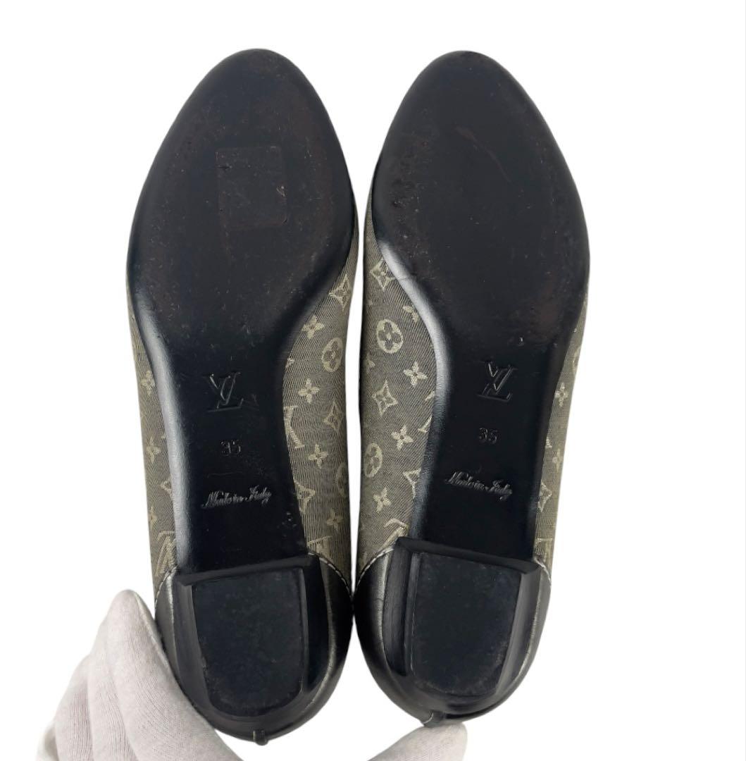 ルイヴィトン モノグラム フラットシューズ レザー キャンバス コンビ 35