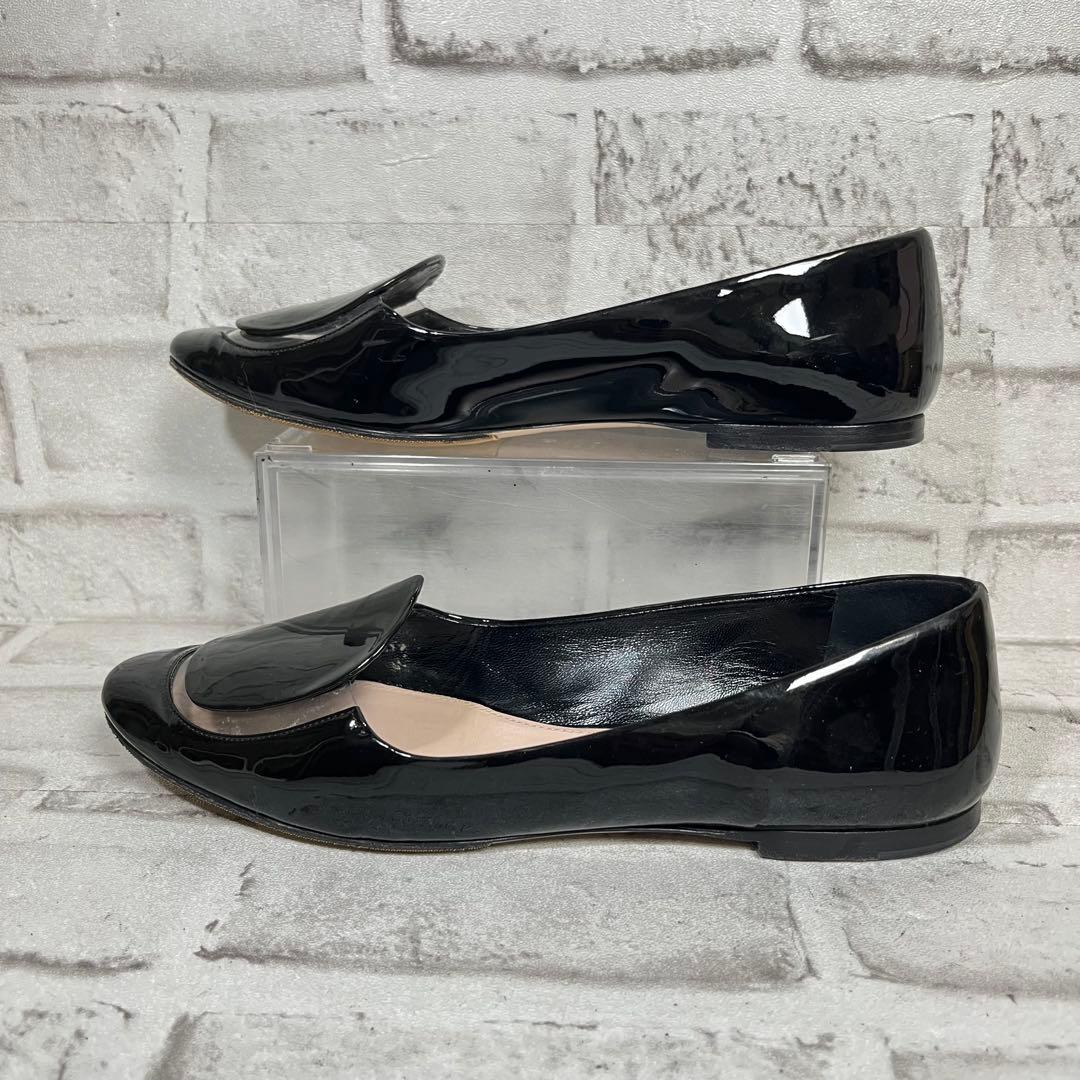 【美品】 miumiu エナメル パンプス ローファー ブラック