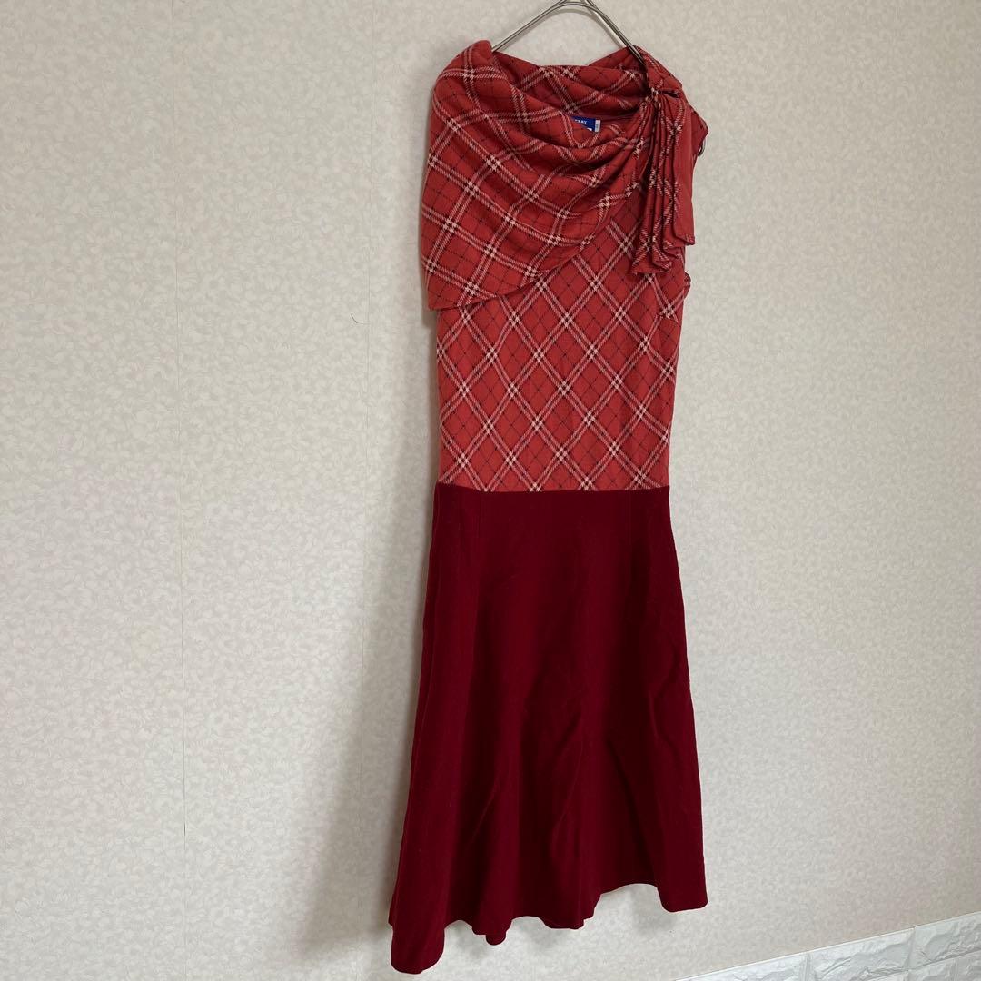 BURBERRY バーバリーブルーレーベル ノースリーブワンピース赤 38