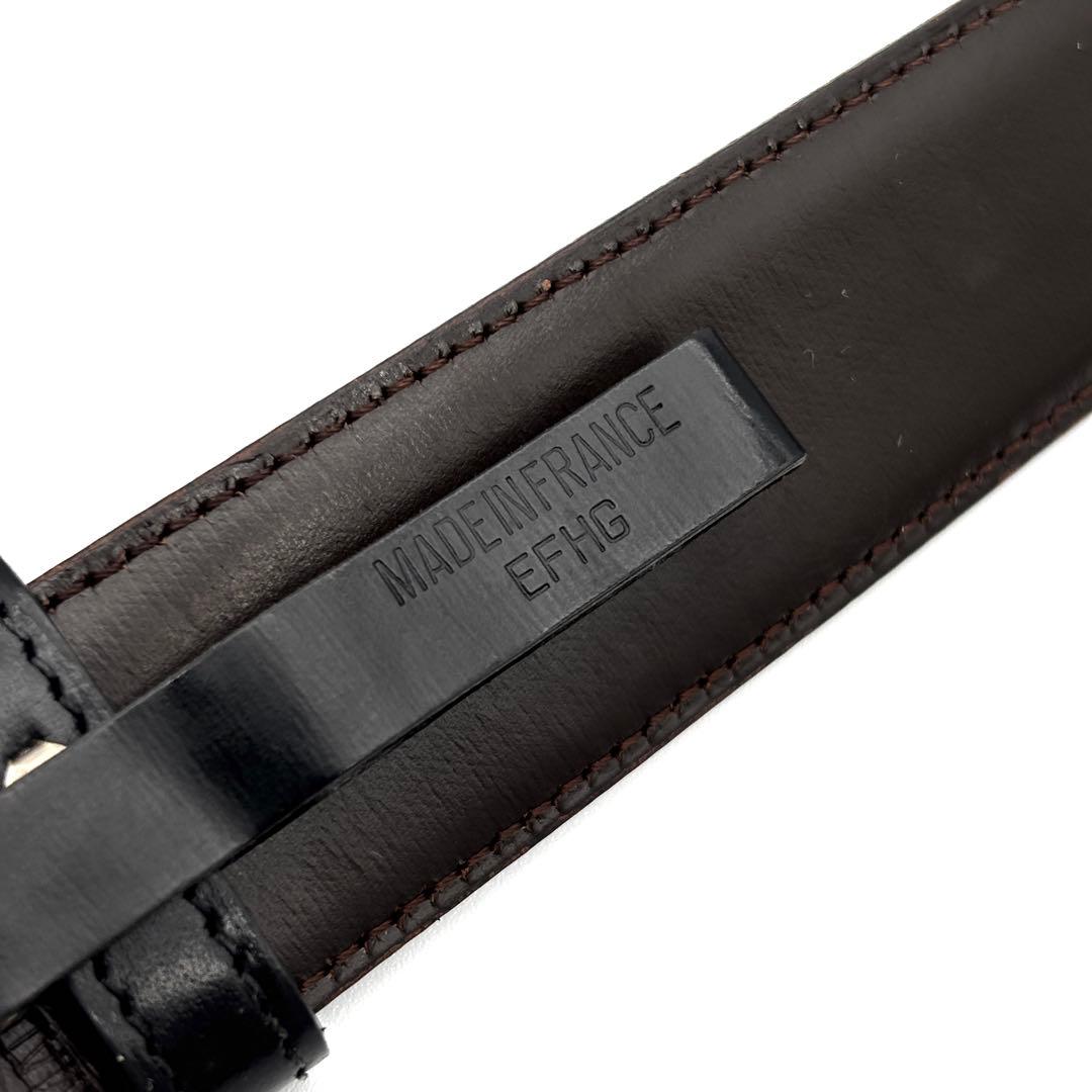 美品 カルティエ リバーシブル ベルト パンテール ロゴ金具 レザー 黒 茶