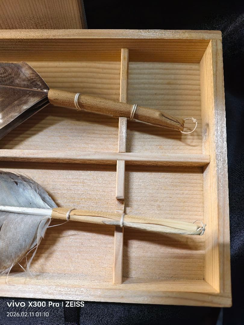 茶道具 羽箒 一双 共箱 鳳斎作 旧家蔵出し美品 炉用？茶会用 茶釜