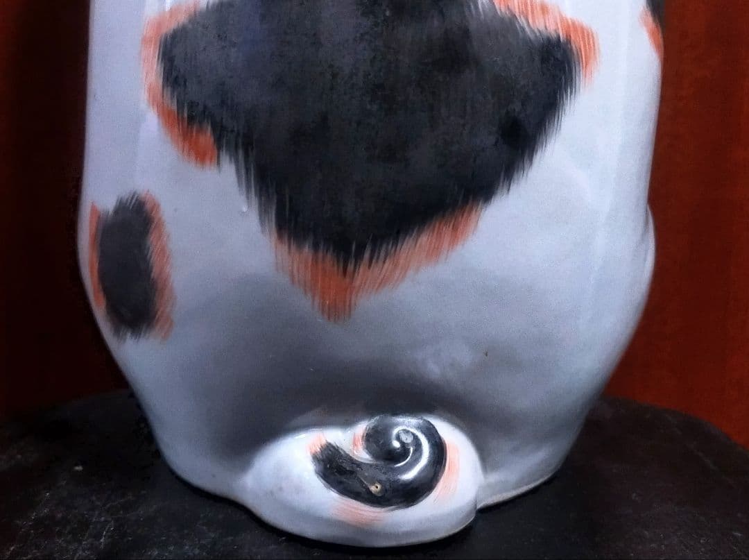 九谷焼 招き猫 三毛盛１０号 ３１センチ アンティーク 美品