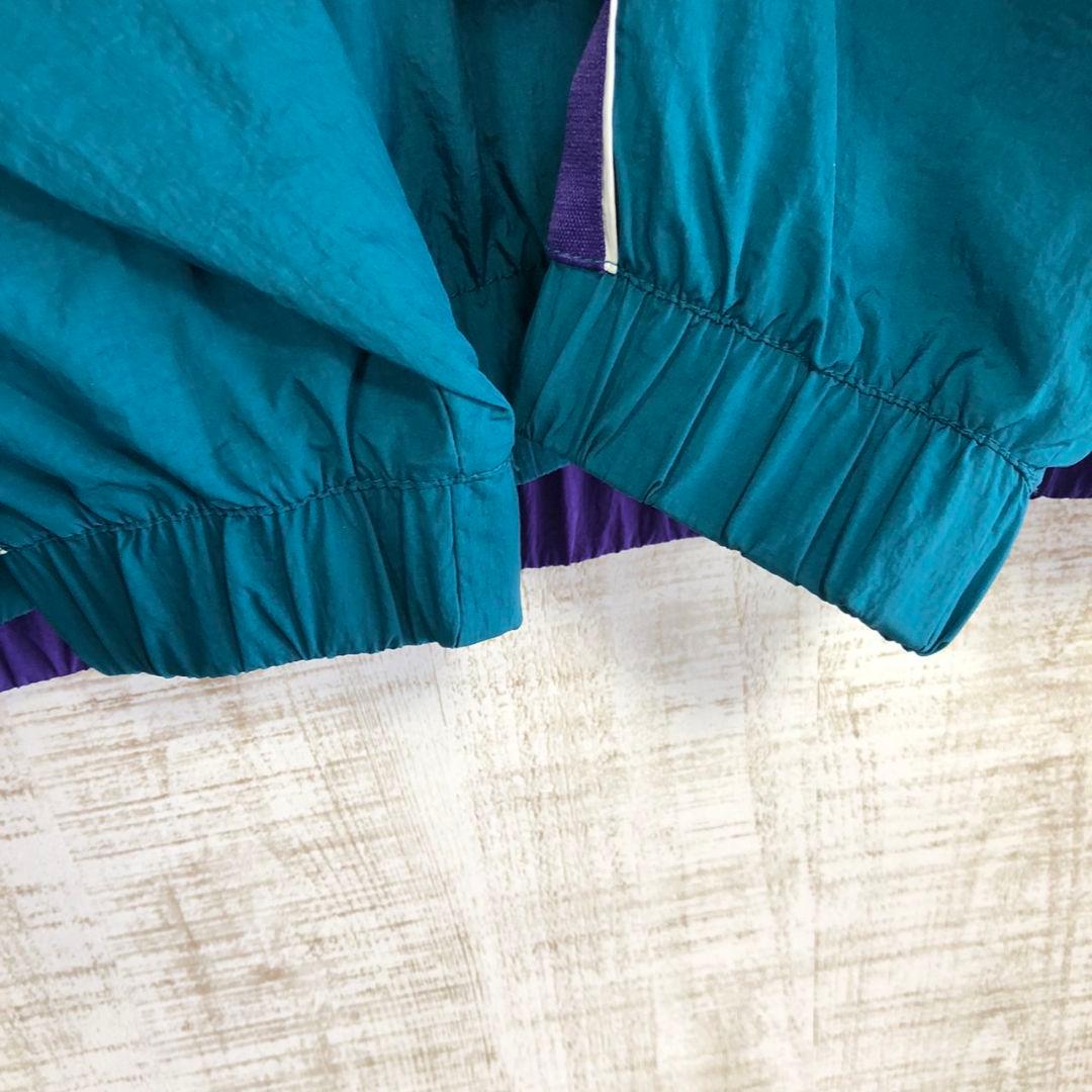 NIKE　ナイキ　スウッシュ刺繍　ハーフジップ　ナイロンジャケット　ブルー　L