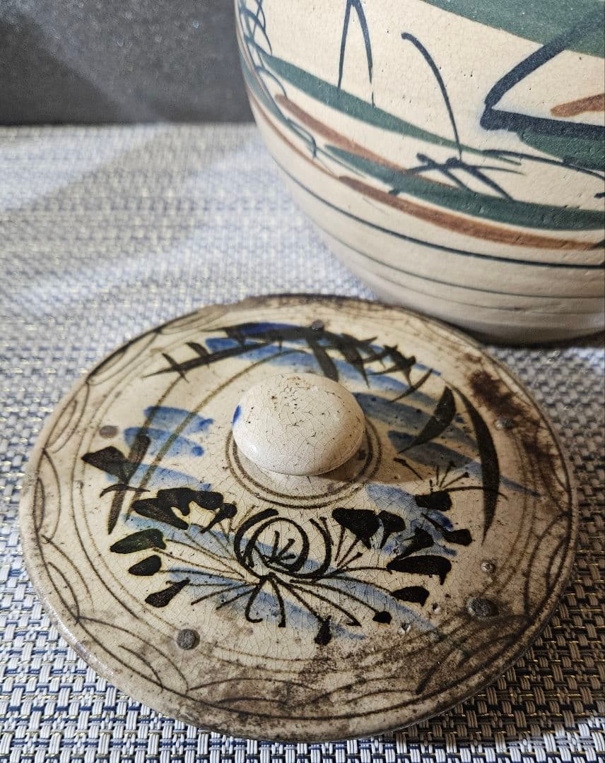 【時代古作品❗】益子焼　皆川マス 絵付け 色絵　山水図　土瓶　急須　益子民芸