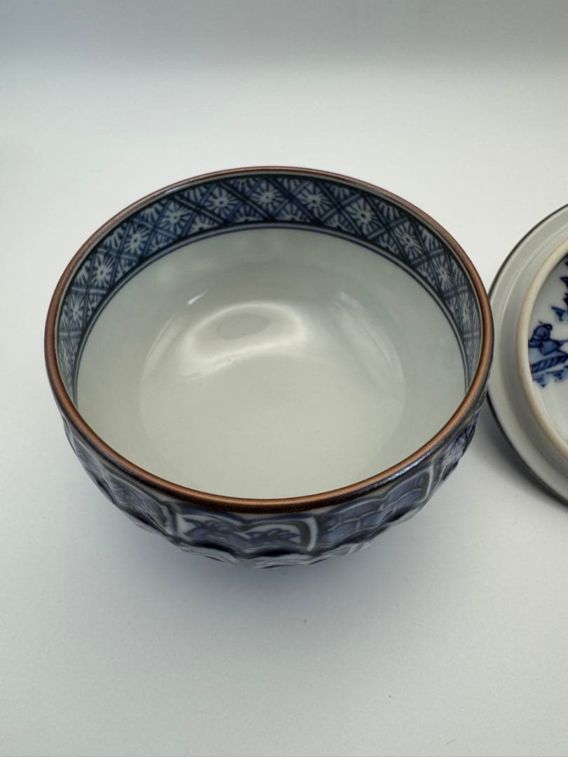 京焼 清水焼 壹楽 菊彫祥瑞 蓋付 お茶呑茶碗 5客 湯飲み 壱楽 湯呑みno2