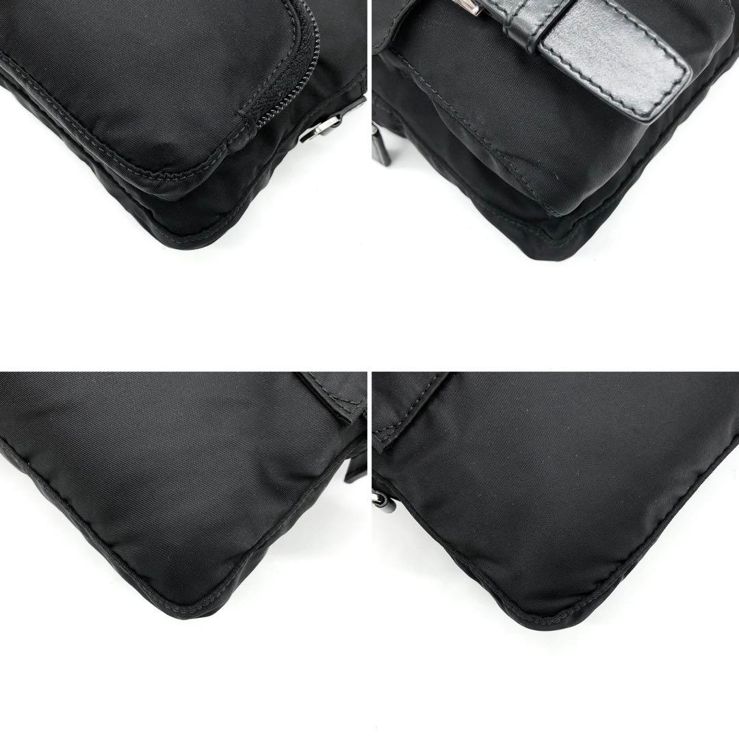 ✨極美品・ギャランティ付✨プラダ ウエストバッグ 三角ロゴ ナイロン レザー 黒