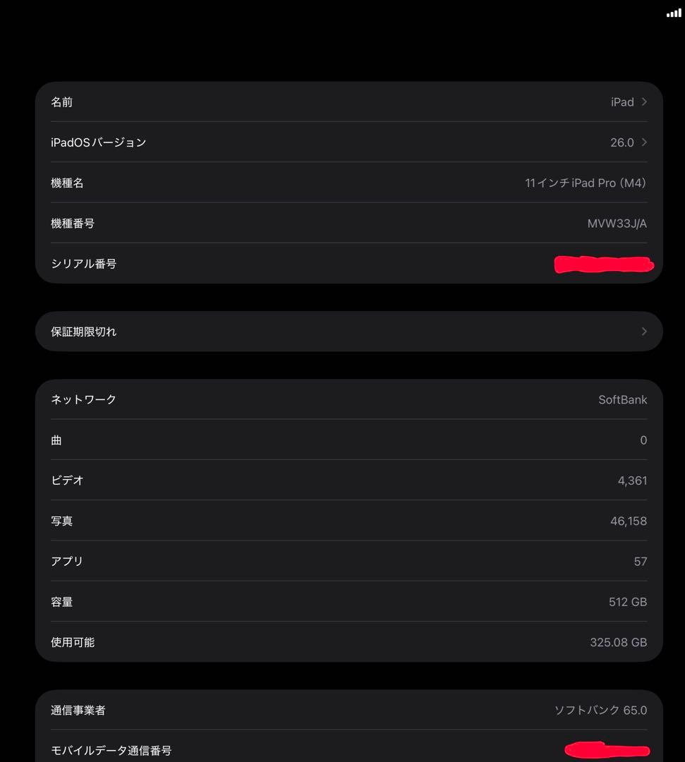 11インチiPad Pro(M4) 512GB Cellular 本体のみ