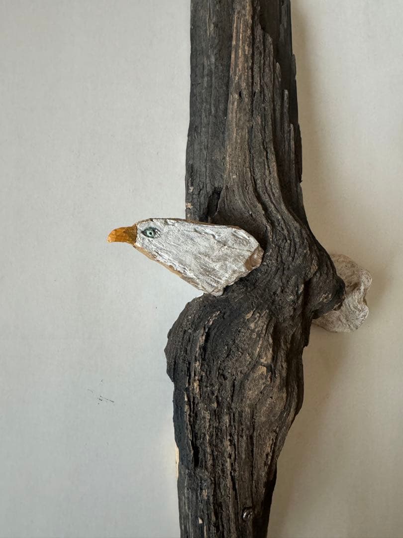 山根大典 木製鷲の彫刻 約30cm 壁掛け