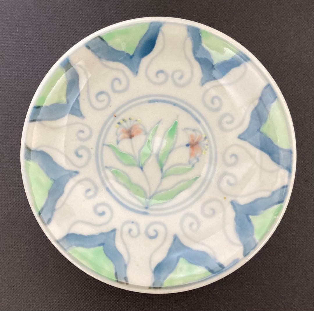 佐藤走波（五代）染錦　中国シルク文　三.五寸皿5枚