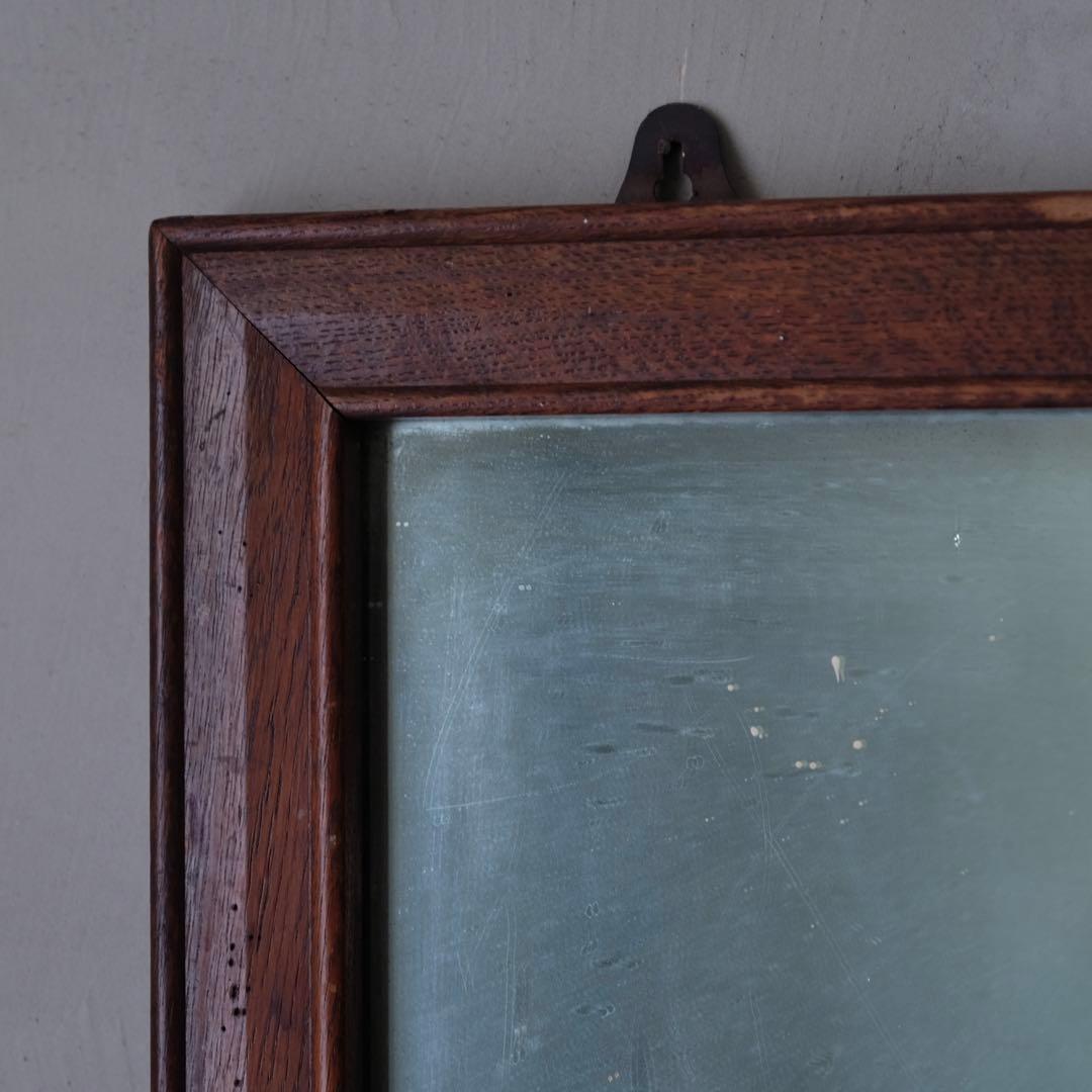 楢材 壁掛け鏡　ウォールミラー 古家具 古道具 アンティーク ヴィンテージ