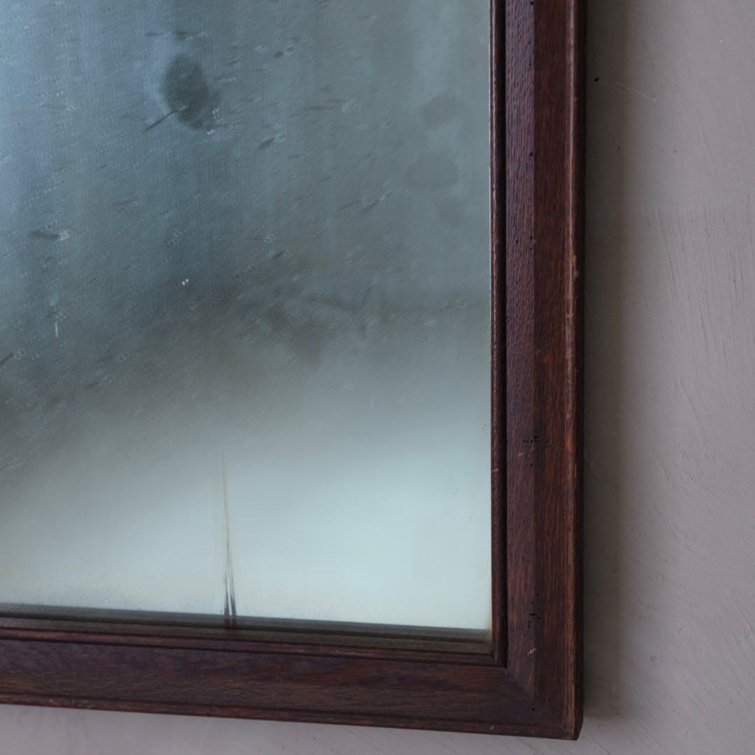 楢材 壁掛け鏡　ウォールミラー 古家具 古道具 アンティーク ヴィンテージ