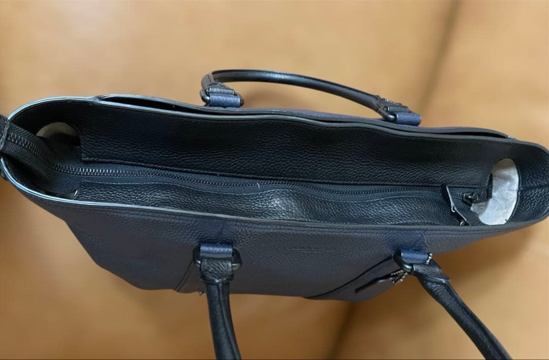 COACH ネイビー ・黒レザー トートバック　A4