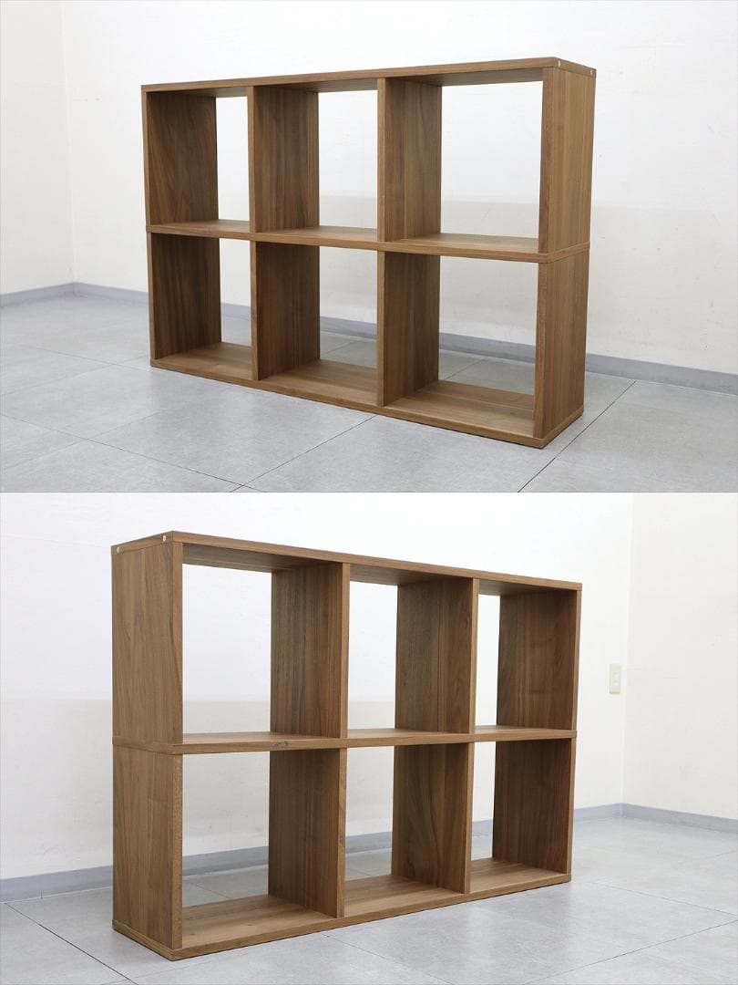 無印良品 MUJI スタッキングシェルフ　3段×2列・ウォールナット材 2段3列