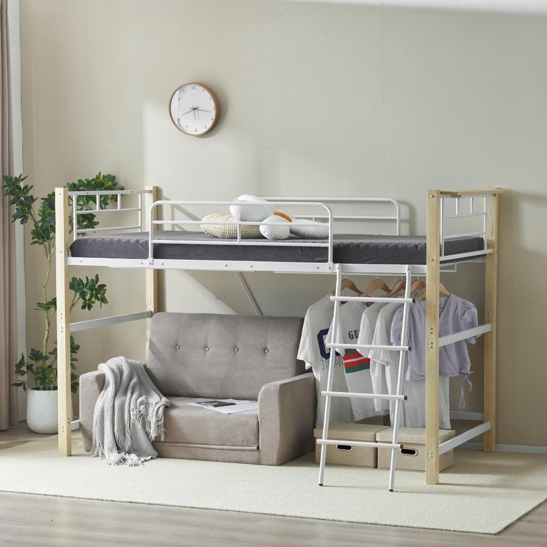 【高さ140cm】ロフトベッド パイプベッド S 耐荷重150kg BLACK