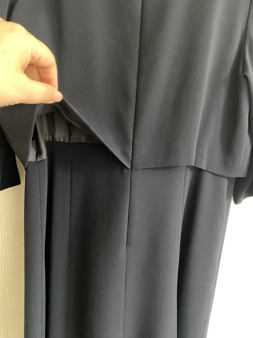 23区大きいサイズ44トリアセダブルジョーゼットネイビーワンピースセレモニー美品