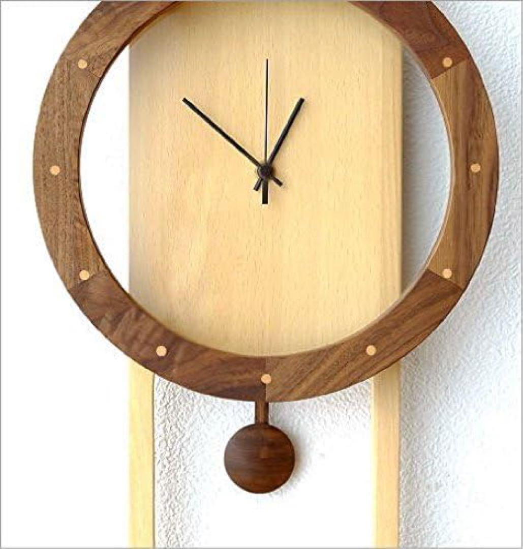 ウォールクロック振り子　ブナ　掛け時計 おしゃれ 天然木 無垢 文字盤なし