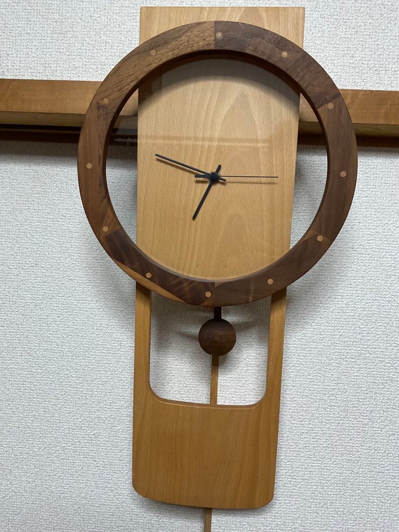 ウォールクロック振り子　ブナ　掛け時計 おしゃれ 天然木 無垢 文字盤なし