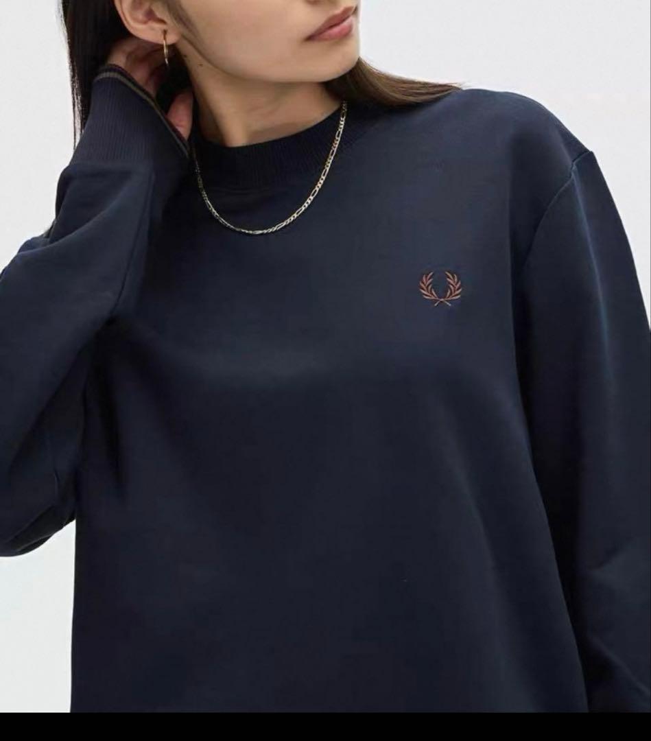 FRED PERRY/フレッドペリークルーネック スウェットトレーナーネイビーS