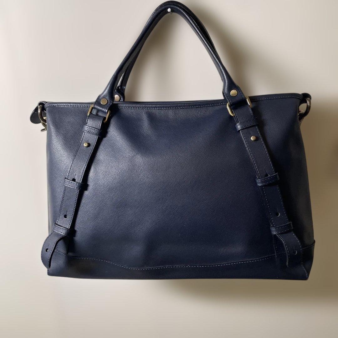 イタリア製　ＦClioネイビー レザー ビジネスバッグ