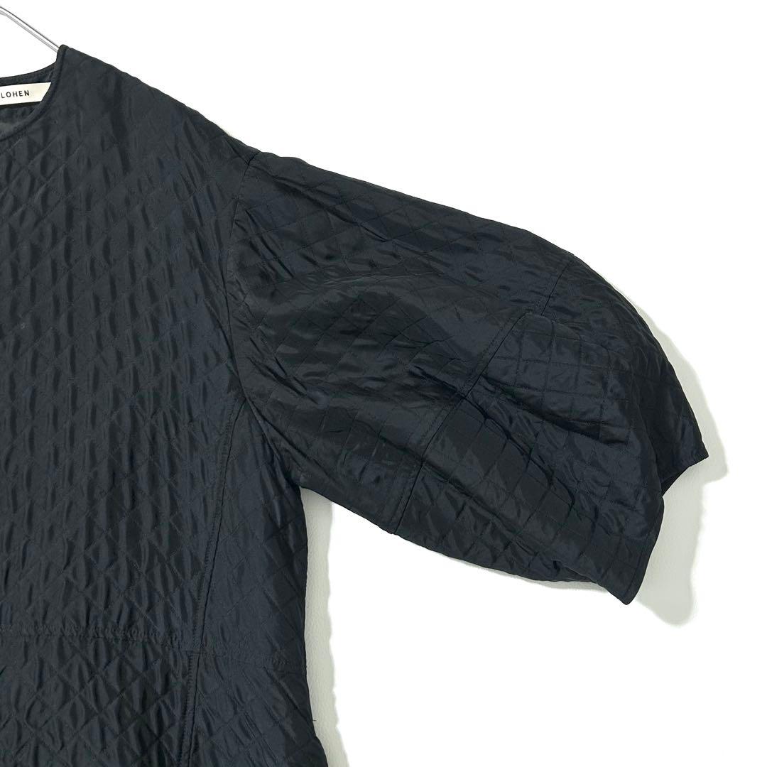 3161y美品 ローヘン キルティングプルオーバーブラウス 黒 M ウール