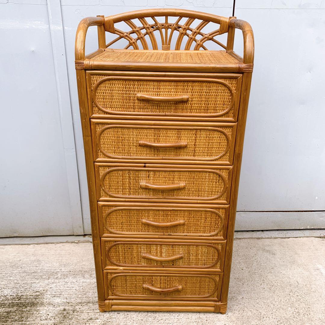 【送料込】KOIZUMI ラタン家具 籐 ラタン チェスト 飾り棚 収納タンス