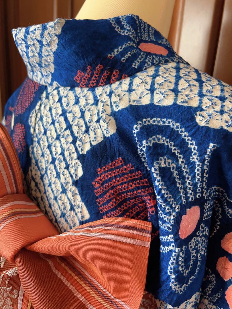 浴衣 有松鳴海絞り 単衣 夏物 木綿 綿 舞蝶花文